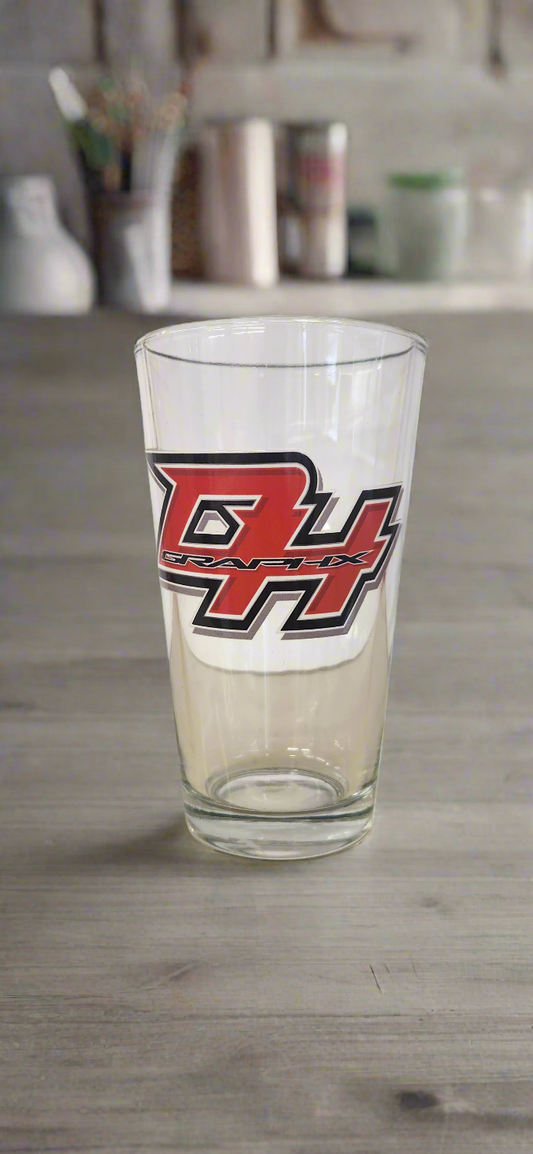 DH Racing logo pint glass